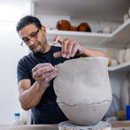Ashraf Hanna at work in his studio 2019